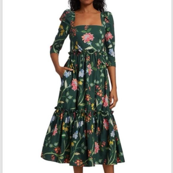Cara Cara Dresses & Skirts - Cara Cara Green Floral Midi Dress